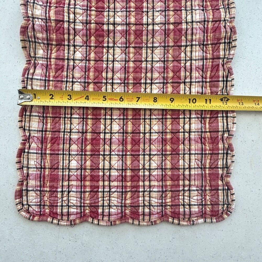 Red Plaid Farmhouse Runner Napkins Quilted Country Primitive - Picture 3 of 6